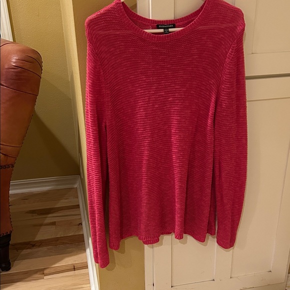 Eileen Fisher Bold Pink Crew Neck Sweater - Picture 4 of 5